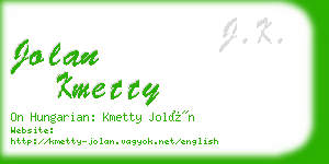 jolan kmetty business card